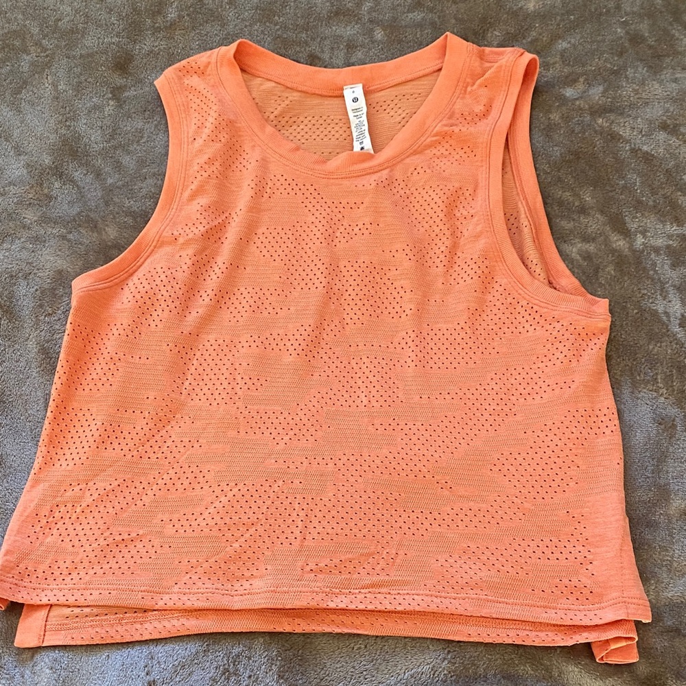 Lululemon Athletica Vibrant Orange Mesh Tank Top